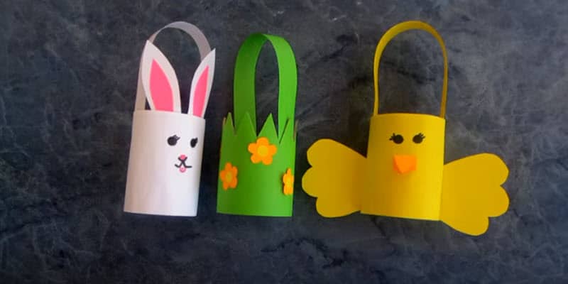Three Easter Baskets From Toilet Rolls